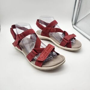 Earth Origins  Women's Sz 8 M  Red Pepper Suede Slingback Sandals